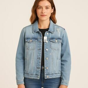 Highway Jeans Light Blue Distressed Denim Jacket Women's Size Medium
